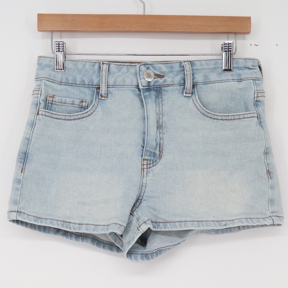 SO Shorts Womens 9 High Rise Shortie Light Blue Denim Stretch Excellent